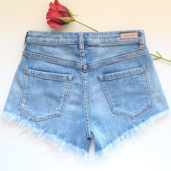 Blank NYC Blue Denim / Jean Medium-wash High Waist Raw Hem Shorts Size 26 - Picture 8 of 9